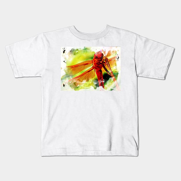 SMILING DRAGONFLY Kids T-Shirt by JOHN COVERT ILLUSTRATIONS